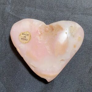 Pink Opal Stone Carved Heart from Peru